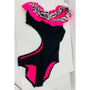 In Mocean Swimsuit Medium One Piece One Shoulder Ruffle Lined Removable Pads